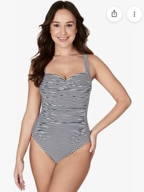 Nip Tuck Black and White Striped Women’s One-Piece Swimsuit - Size 8